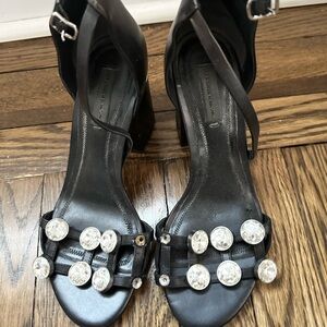 Alexander McQueen Black Heels with Crystal Embellishments
